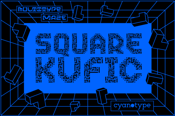 MultiType Maze Square Kufic Font for Web Design